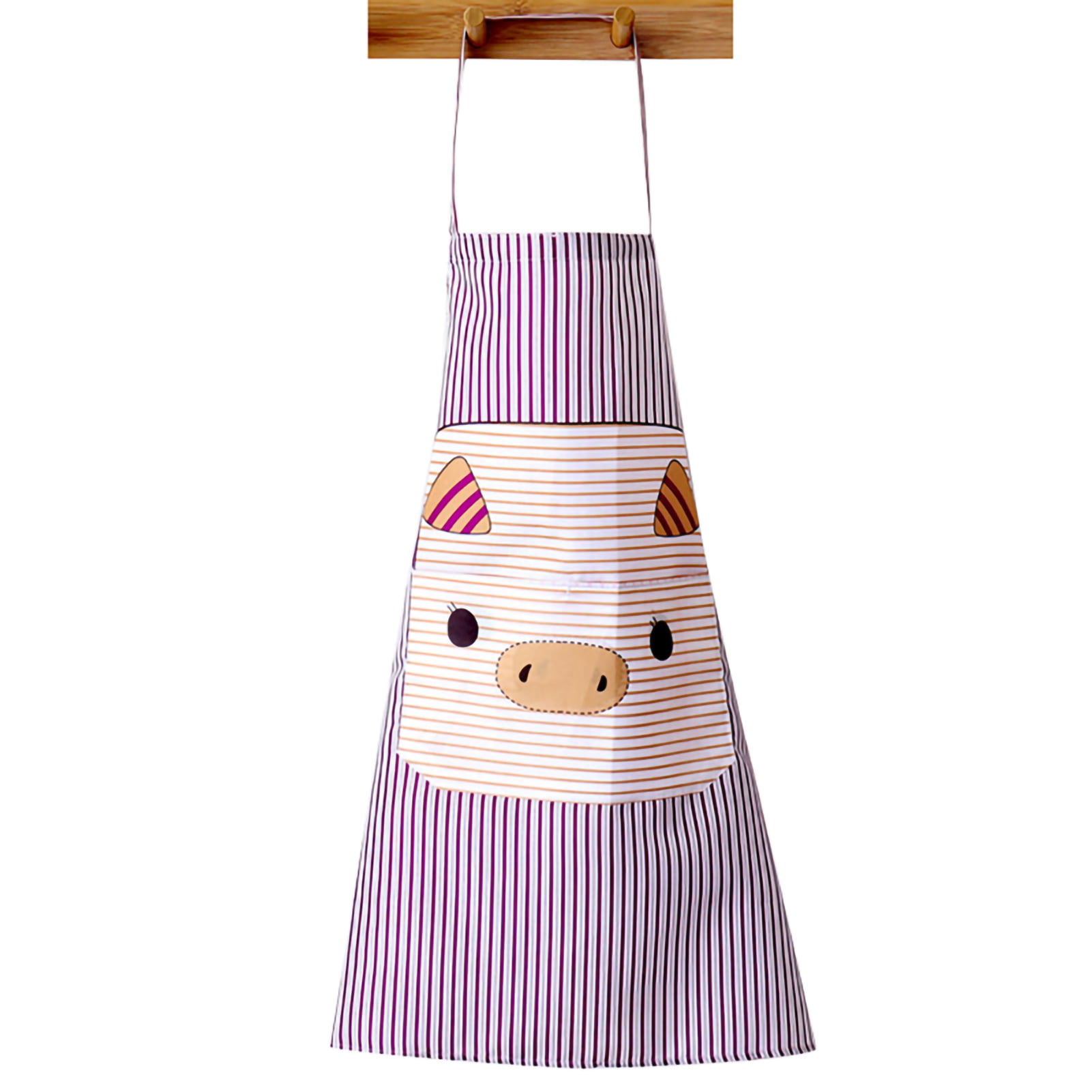 AD_ KQ_ Cute Pig Polyester Pockets Home Kitchen Cooking Anti-Splash Apron Exquis