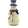 thumbnail image 5 of Polish Pottery 6½-inch Snowman Candle Holder (Peacock Leaves Theme) Hand Painted in Boleslawiec, Poland + Certificate of Authenticity, 5 of 6