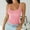 Pink, variant on Munlar Pink Summer Tops for Women Trendy Ribbed Camisole Square Neck Solid Color Spaghetti Straps Sleeveless Slim Blouse