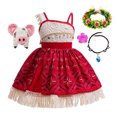 thumbnail image 5 of Girls Adventure Moana 2 Cosplay Costume Kids Summer One Shoulder Sleeveless Vintage Princess Dress Set Halloween Party Clothing, 5 of 5