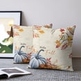 thumbnail image 2 of Pillow Covers 24x24 Set of 2, Thanksgiving Fall Throw Pillow Covers Decorative Couch Cushion Cover, Orange Blue Pumpkin Maple Leaf Vintage Microfiber Soft Pillowcases for Bedroom Living Room Sofa, 2 of 9