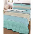 thumbnail image 3 of Quilts Queen Size Bedding Set, Teal Wooden Grain Lightweight Quilted Comforter, Vintage Chic Geometric Ombre Turquoise Soft Reversible Bedspread Coverlet with Pillow Covers for All Season, 90" x 96", 3 of 7