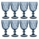 thumbnail image 1 of Copas de Vino Agua Vidrio Cristal Labradas Vintage 245 ml Vittori Juego 8 piezas color Azul Cobalto, 1 of 5