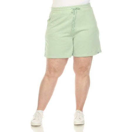 White Mark Women s Plus Size Super Soft Drawstring Waistband Sweat Shorts