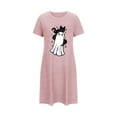 thumbnail image 5 of Sakmal Short Moomoo Sleep Dress for Women Plus Size Halloween Pink Lightweight Sleepwear Short Sleeve Black Cat Print Nightgowns for Women, 5 of 5