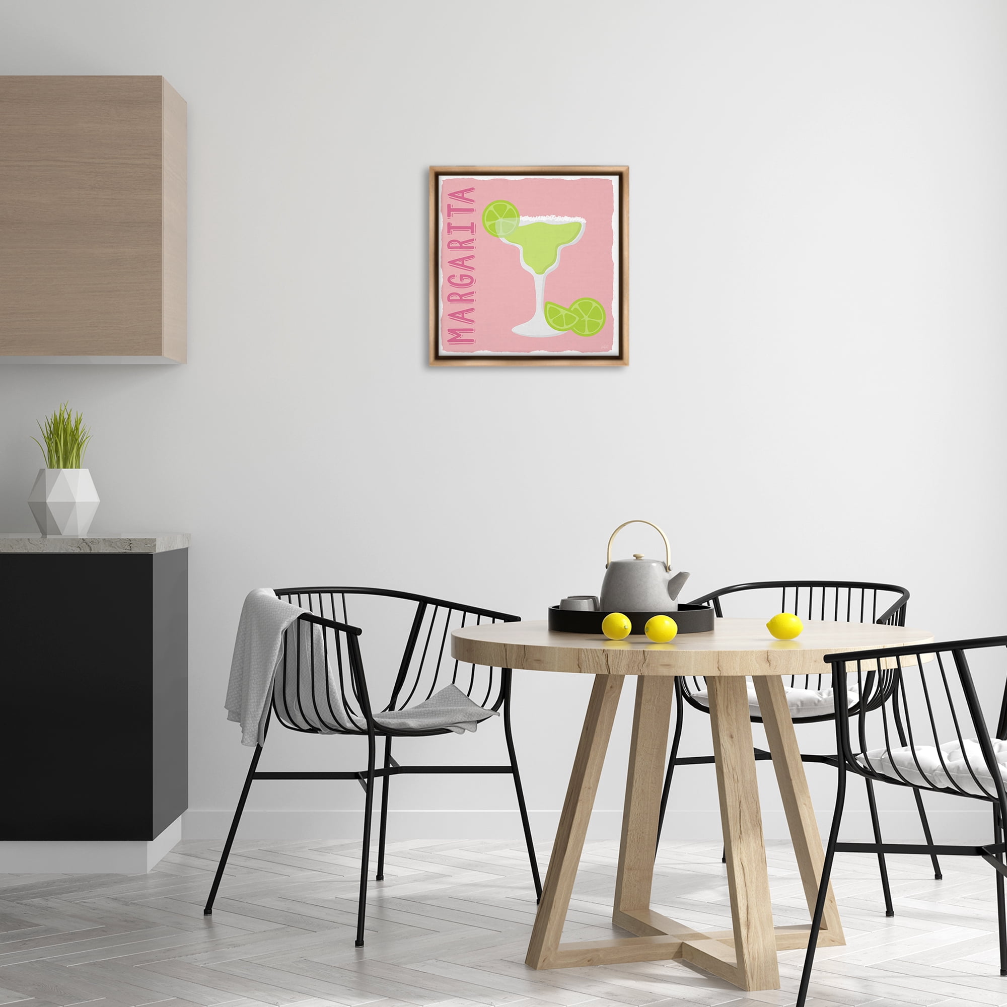 Stupell Industries Margarita Cocktail with Limes Food & Beverage Painting Brown Floater Framed Canvas Art Print Wall Art, 18 x 18