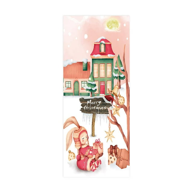 (E)Pegatinas navideñas para puertas Pegatinas de árboles de Navidad simulados Papel tapiz de decoración festiva para fiestas