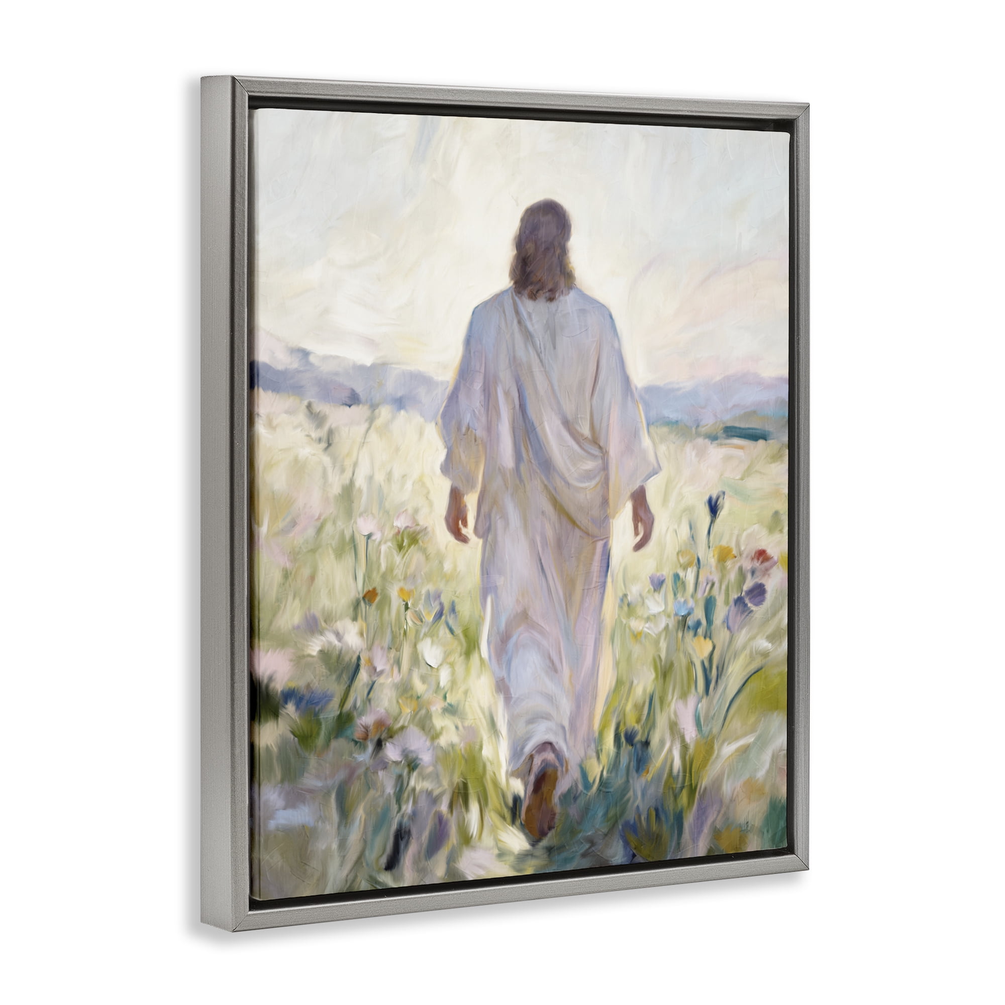 Stupell Industries Wildflower Faithful Follower Gray Framed Floater Canvas Wall Art, design by Kim Allen
