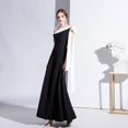 thumbnail image 1 of Vestido de noche negro de verano para mujer, de un solo hombro, elegante, para banquetes, de alta sociedad, vestido largo ajustado para uso diario, 1 of 6