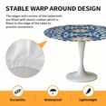 thumbnail image 6 of Abstract Blue Yellow Flowers Elastic Fitted Round Table Cover Morocco Style Floral Waterproof Outdoor Tablecloth for Holiday Party, Picnic, Patio & Dining Fits Tables Up to 36"-44", 6 of 8