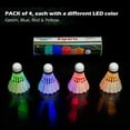 thumbnail image 2 of Ksports LED Badminton Shuttlecocks Feather 4 Pack Tube − Glow in the Dark Birdies, 2 of 7