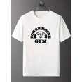 thumbnail image 1 of Camiseta creativa de manga corta con cuello redondo y estampado gráfico de letras para hombre, informal, para verano y exteriores, 1 of 6