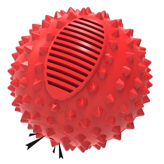 PETIZER 4"/10cm Tough Squeaky Dog Chew Toy for Aggressive Chewers, Natural Rubber Football with Beef Flavor