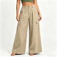thumbnail image 7 of Ozmmyan Womens Wide Leg Pants for Womens Drawsting High Elastic Waist Cargo Pants With Multi Pockets, 7 of 7