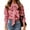 Red, variant on Long Sleeve Women Plaid Print Casual Blouse with Bow Tied Lady Work Office Button Blouse
