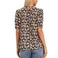 thumbnail image 3 of Boho Floral Blouse for Women's Button Up V Neck Dressy Casual Short Sleeve Tops L Black, 3 of 6
