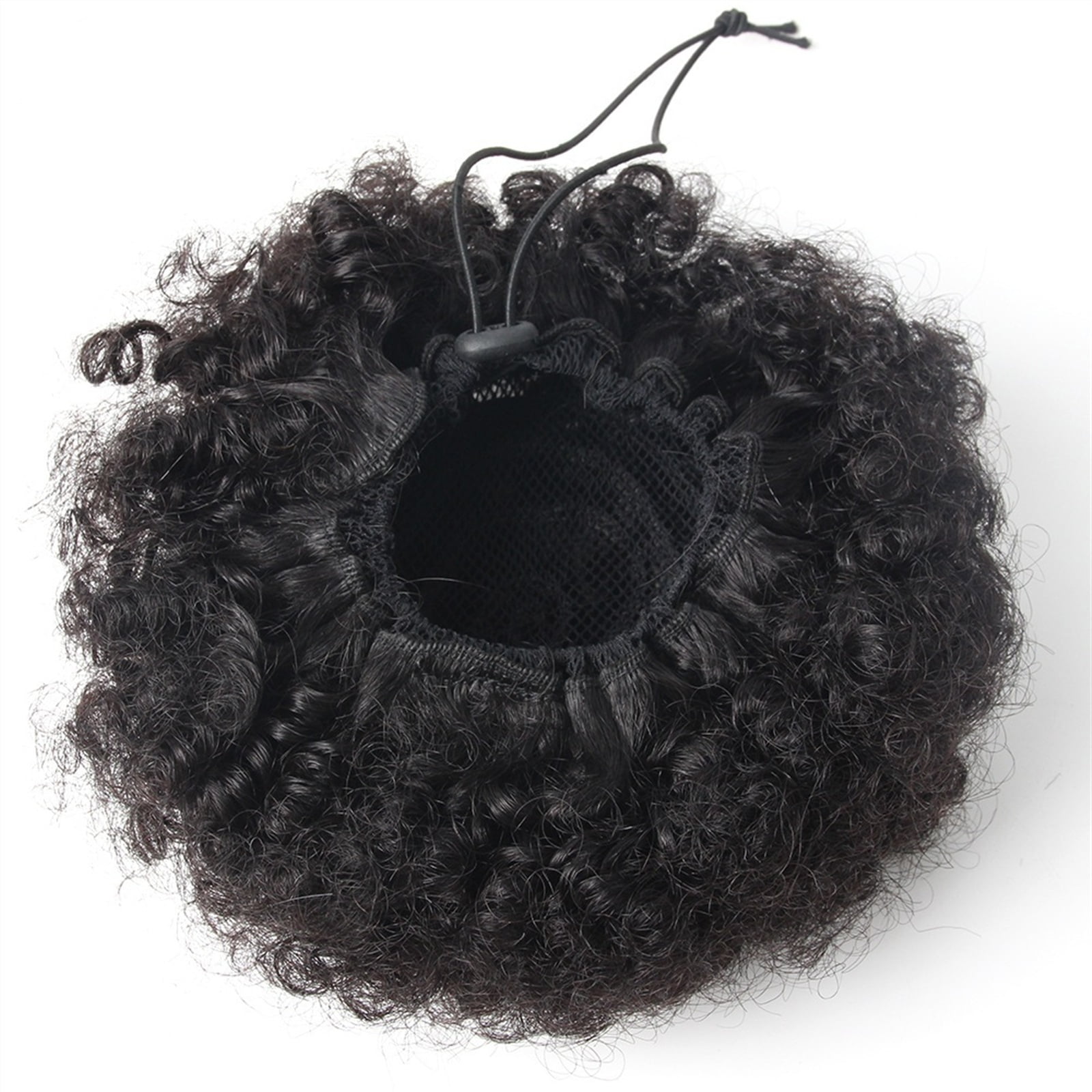 Human Hair Clip In Curly Chignon Bun Hair Piece Extensions Afro Kinky Curly Ponytail Chignon Puff Drawstring Ponytail Natural Black Brazilian Remy