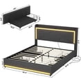 thumbnail image 5 of Afuhokles Queen Bed Frame with LED Lights Headboard and USB-C/A Charging Station, Upholstered Platform Bed with Storage Drawers, Dark Gray, 5 of 9