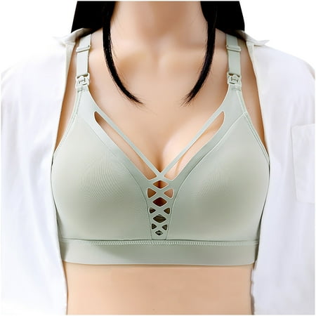 

BSDHBS Women Lingerie Women s Bra Maternity Bra Front Open -Feeding Bra Everyday Underwear Green Size XL