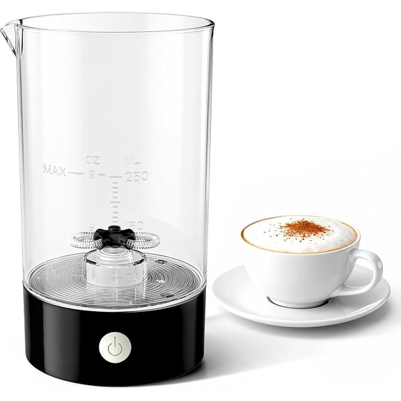 Cold Foam Maker 9oz Milk Frother Handheld-free Milk Foamer for Coffee Cappuccinos Macchiato (Rich Black)