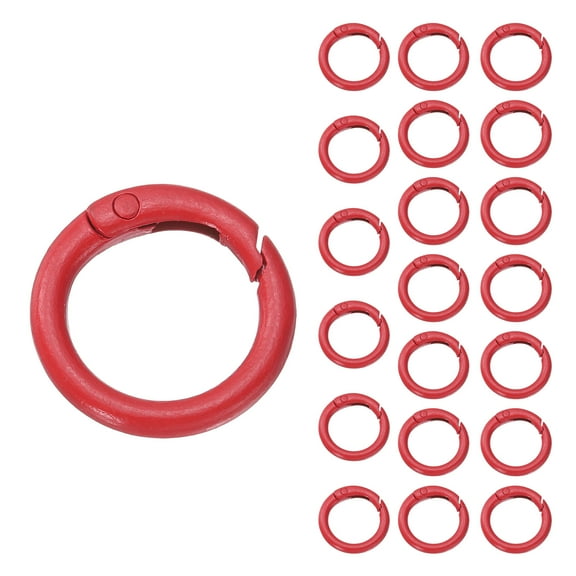Uxcell 24 Pcs Trigger Spring O Rings, 0.6 Inch Round Snap Clip Small Welded Multi-Purpose Metal Rings, Red