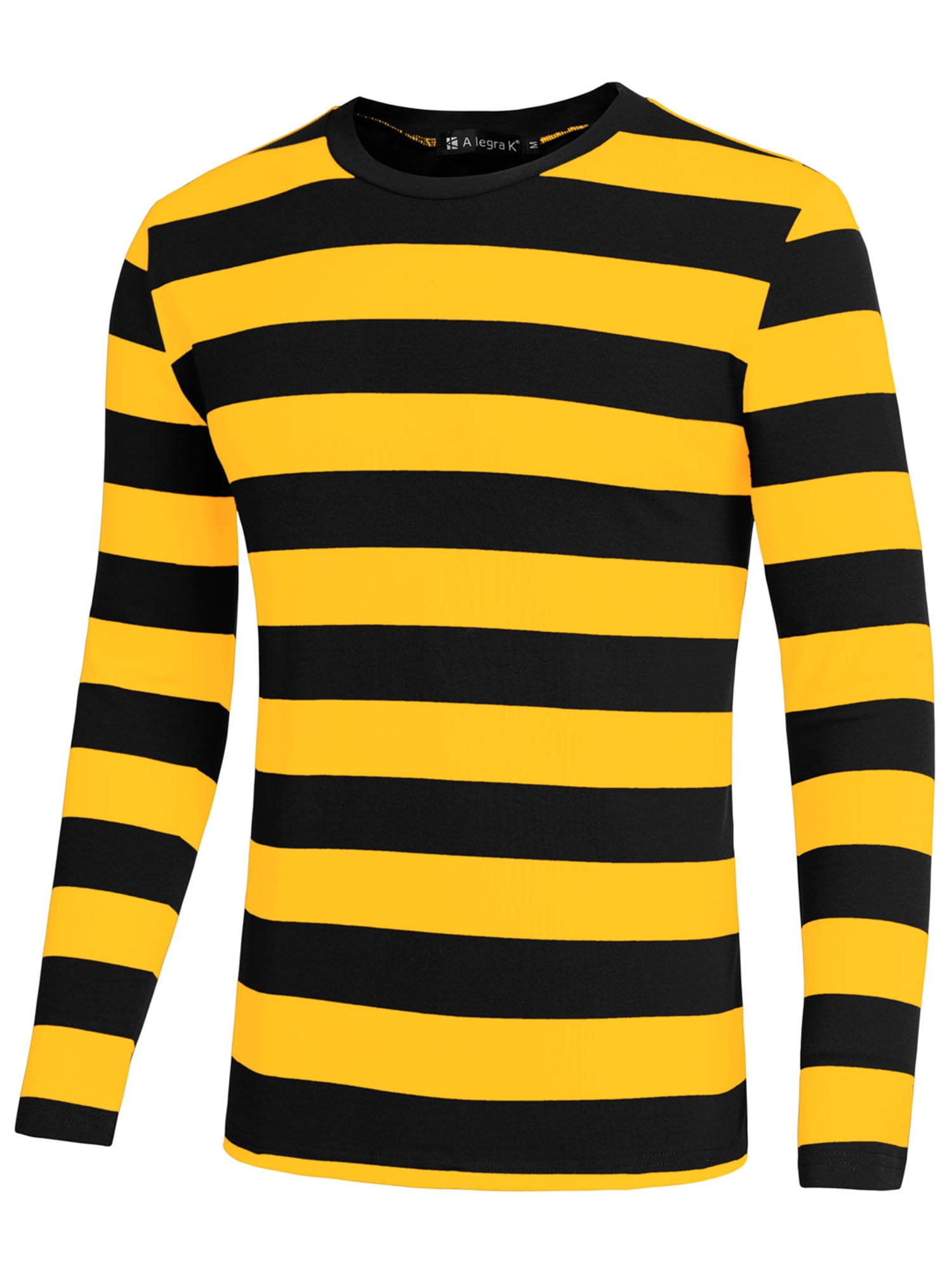 Unique Bargains Men Casual Pullover Basic Striped Print Crew Neck