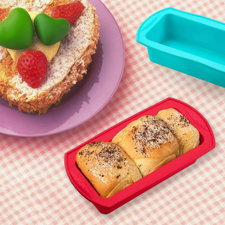 2pcs Silicone Loaf Pan Non-Stick Silicone Baking Pan Easy Unlocking and Baking Pan for Homemade Cakes, Bread, Meatloaf and Quiche, Size: 27, Red