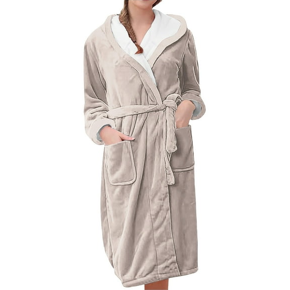 Gifts for Women Cotton Robes for Women Fleece Women's Nightgowns & Sleepshirts Oversize Cute Women's Sleepwear House Womens Robe Beige