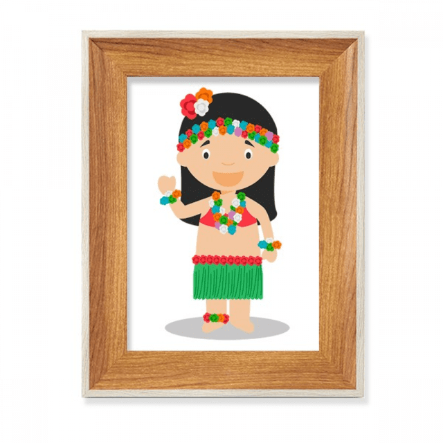 Beautiful Girl Hawaii Cartoon Desktop Wooden Photo Frame Display Picture Art Painting Multiple Sets