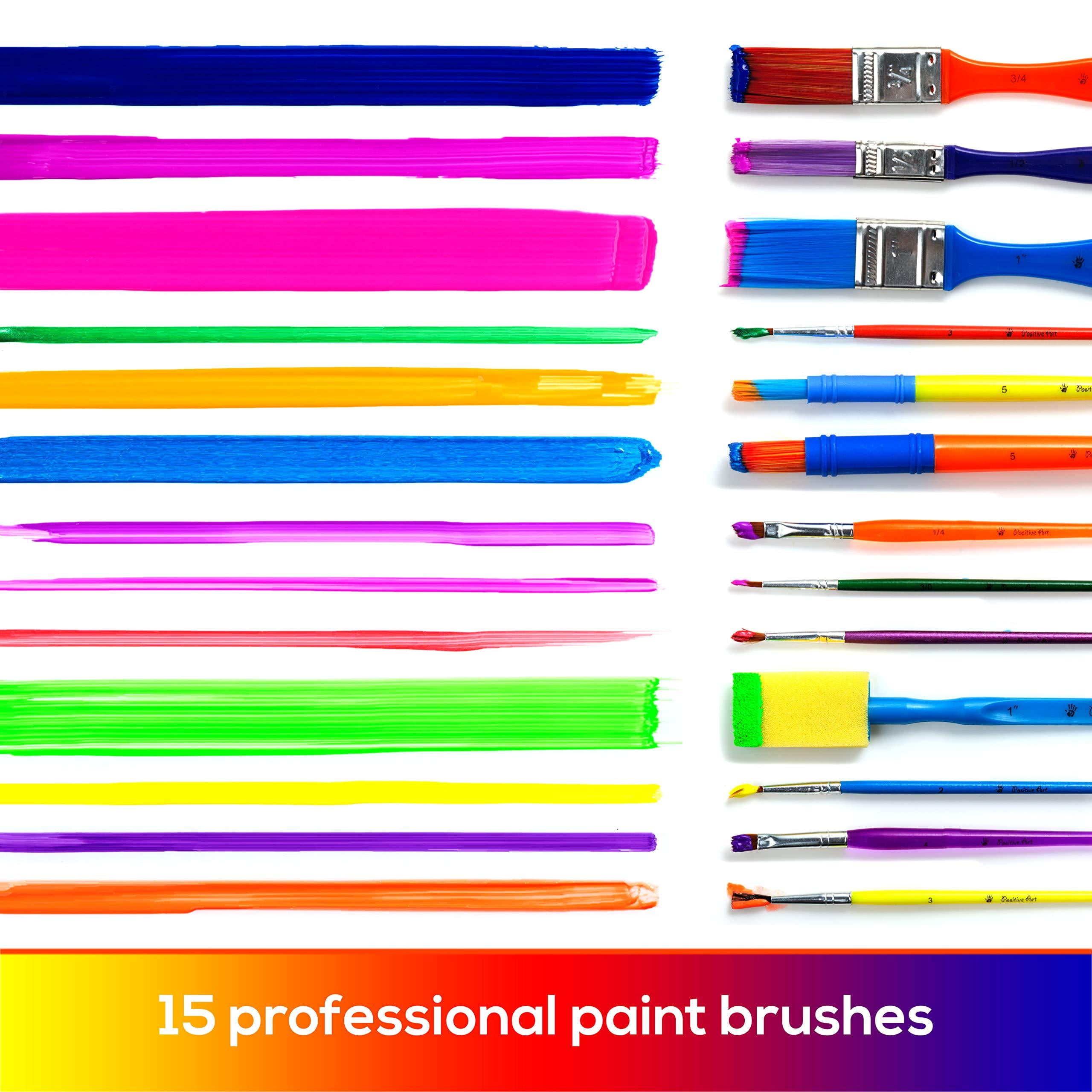 Positive Art Kids Tempera Paint Set 2oz Washable Non-Toxic Colorful Paints 40 Pack