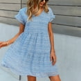 thumbnail image 4 of Jdlsppl Women's Short Sleeve Dresses Casual Dress V Neck A Line Short Date Night Holiday Bell Sleeve Sundress Blue Medium, 4 of 4