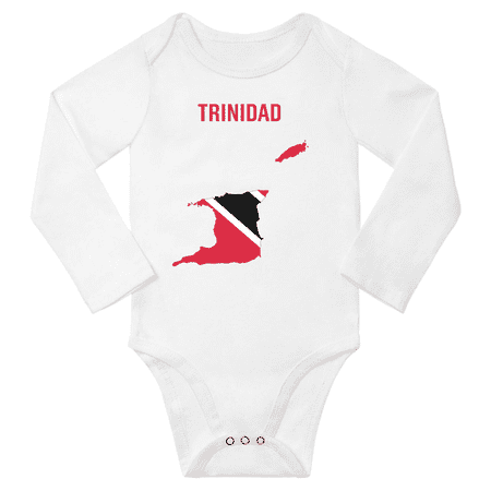 

Trinidad Flag Map Baby Long Slevve Rompers Bodysuit (White 12-18 Months)