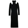 thumbnail image 3 of ALMOST FAMOUS Womens Black Cold Shoulder Ribbed Long Sleeve Mock Neck Midi Cocktail Sweater Dress XL, 3 of 3