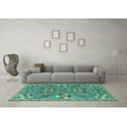 thumbnail image 3 of Ahgly Company Indoor Rectangle Abstract Turquoise Blue Modern Area Rugs, 2' x 5', 3 of 4