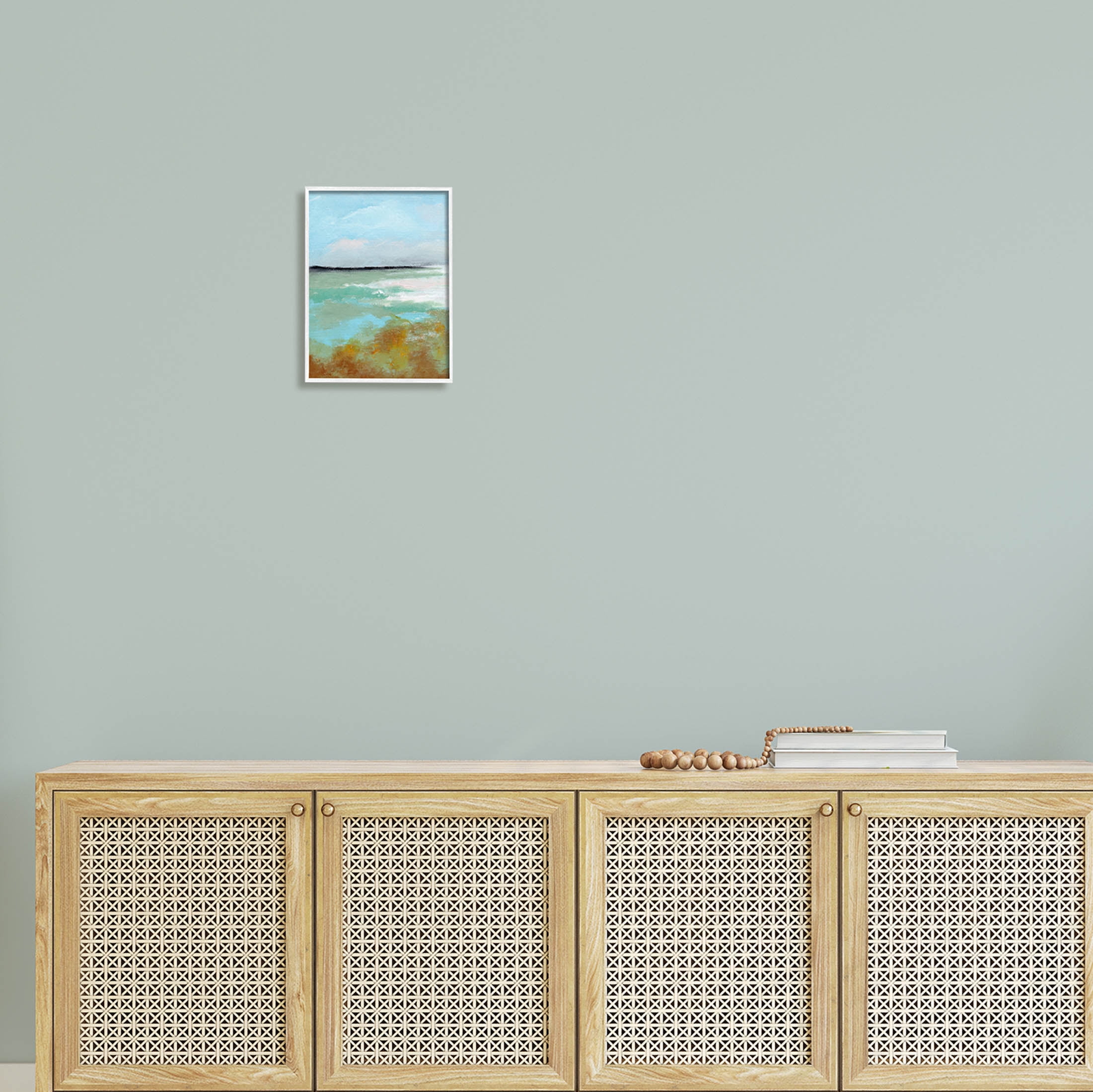 Stupell Industries Abstract Ocean Moss Scenery Painting White Framed Art Print Wall Art, Design by Nikita Jariwala