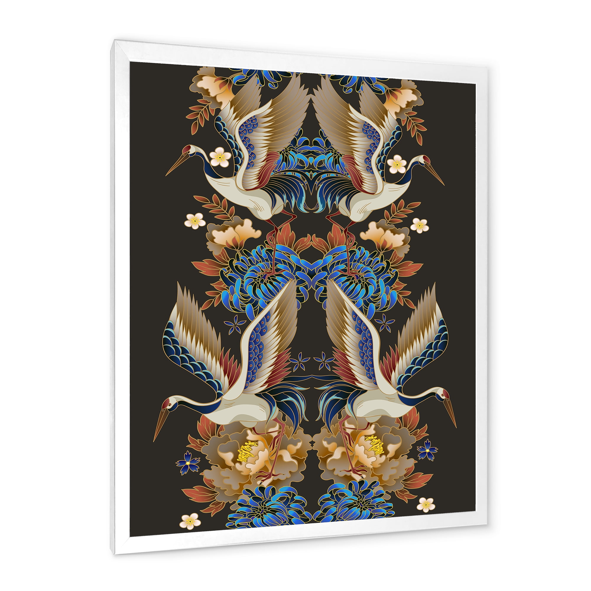 Designart 'Chinoiserie With Peonies and Birds IX' Traditional Framed Art Print