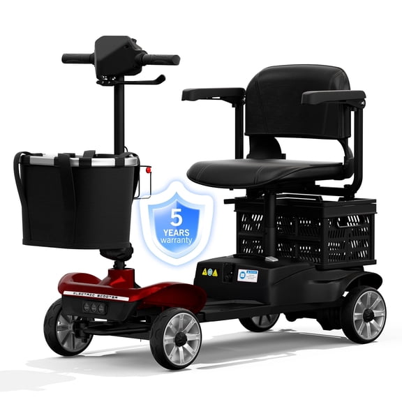 STACOO 4 Wheel Mobility Scooter for Seniors & Adults, Foldable Electric Powered Scooter with 15 Mile Long Range Battery & Dual Baskets, Heavy Duty Travel Mobility Device