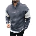 thumbnail image 2 of Handshe Men's Color-Block Mandarin Collar Zip-Up Sweatshirt for Casual, Travel and Daily Use, 2 of 5