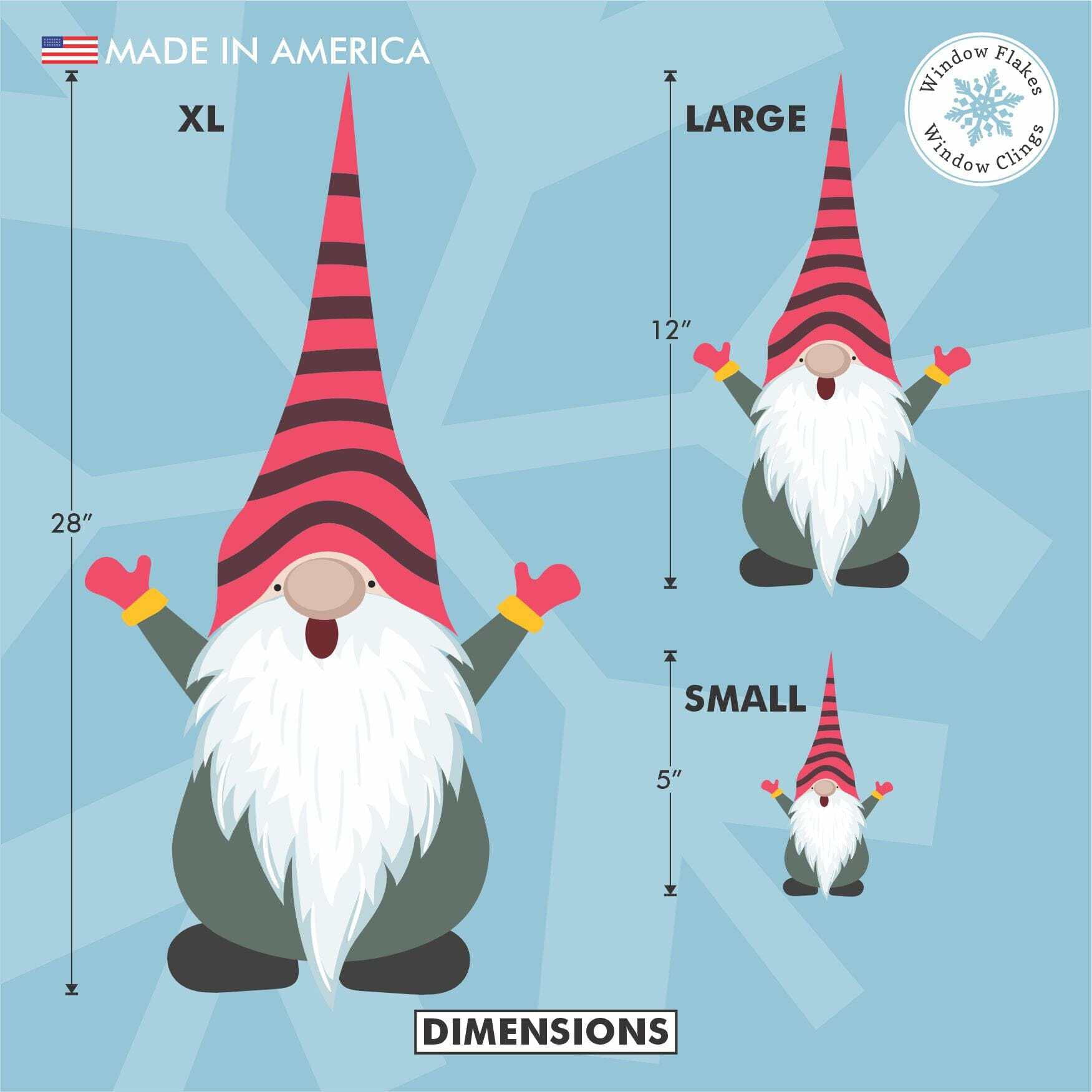 Window Flakes Christmas Window Clings, 6 Holiday Decals, Large Color Nordic Elf Christmas Decorations, Reusable, Double Sided Vinyl. Made in America.