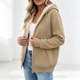 thumbnail image 4 of Horkkom Warm Jackets for Women Winter Zip Up Fleece Lined Jacket Drawstring Fuzzy Hooded Jacket with Pockets S, 4 of 6