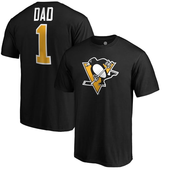 Men's Black Pittsburgh Penguins #1 Dad Logo T-Shirt