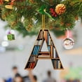 thumbnail image 5 of 26 Letters Christmas Tree Ornament - Book Lover Letter Shaped Bookshelf Pendant, 2D Acrylic Mini Bookish Decor for Xmas Tree Door Window Decoration, 5 of 9