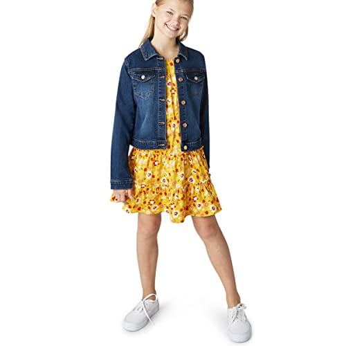 BCBG Girls Short Sleeve Dress and Denim Jean Jacket Matching Outfit for  Kids, Mustard, 7 - Walmart.ca