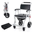 thumbnail image 1 of Costway 4-in-1 Bedside Commode Chair with Brakes, Bucket Footrest Padded Seat & Backrest, 1 of 10