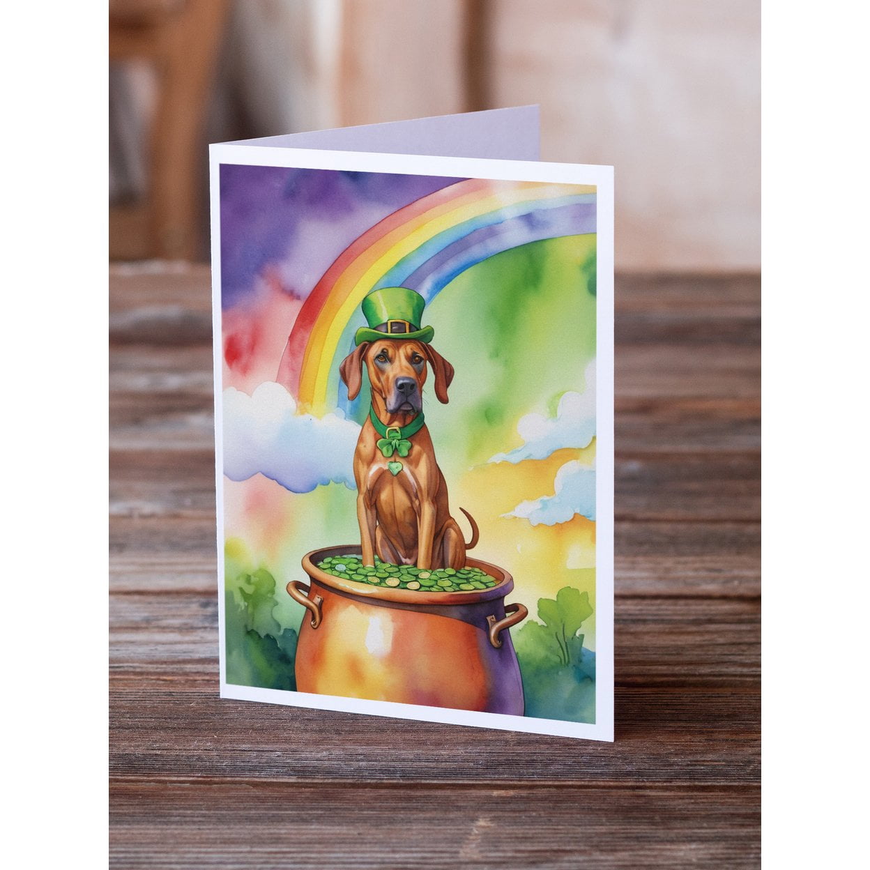 Rhodesian Ridgeback St Patrick's Day Greeting Cards Pack of 8 7 in x 5 in