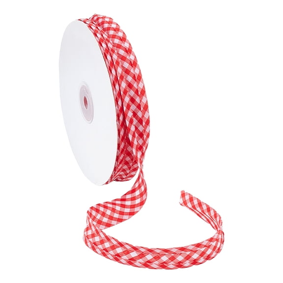 40 Yards Double Fold Bias Tape 0.8 Inch Gingham Bias Binding Tape Polyester Pre-fold Bulk Bias Tape for Sewing Seaming Hemming Piping Quilting Red