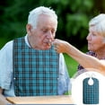 thumbnail image 2 of JeashCHAT Unisex Plaid Adult Bibs for Elderly Senior Women Men, Waterproof Large Bib for Eating, Clothing Protector with Crumb Catcher, Feeding Bib, Adjustable and Washable, Blue, 2 of 6