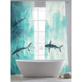 thumbnail image 5 of Summer Ocean Waves Sheer Curtains 84 Inch Long 2 Panels, Blue Shark Watercolor Animal Light Filtering Rod Pocket Curtains, Sheer Voile Drapes for Living Room Bedroom, 52"x84", 5 of 8