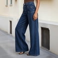 thumbnail image 6 of Women's High Waisted Wide Leg Jeans With Solid Color Front Denim Pants Casual Loose Pants With Functional Pockets Suitable For Daily Wear, 6 of 9