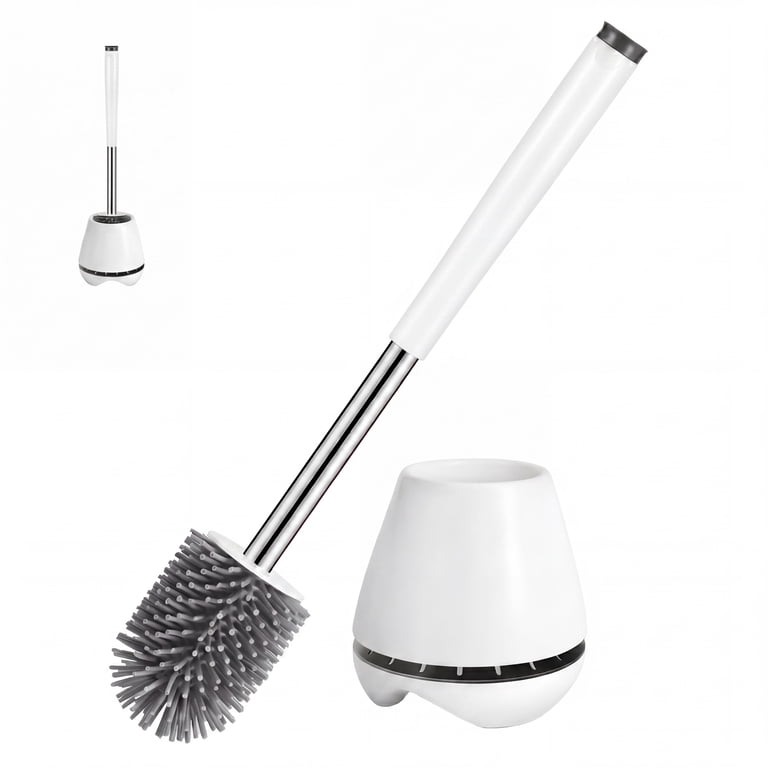 Fuvuan Toilet Bowl Brush and Holder Set, White photo 1